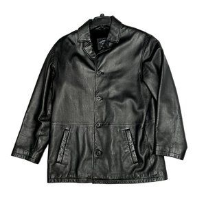 U.S. Polo Assoc. Men's Black Button Up Jacket 100% Genuine Leather Size M